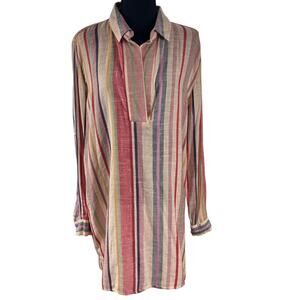 Keep In  Touch Striped Button Up Shirt Dress XL